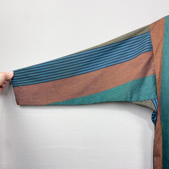 Vintage 80s Ted Sollod Blouse Size 14‎ Button Up Stripe Artsy Indie Modest Top - Picture 7 of 14